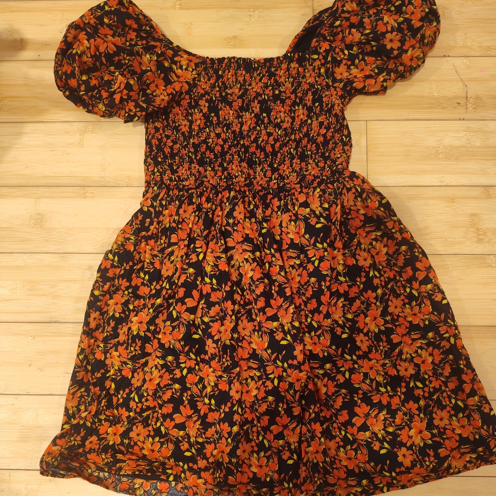GAP Kids Black and Orange Smocked Dress, Size: 10